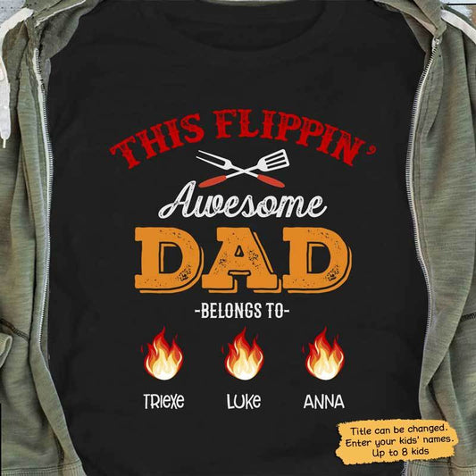 T-shirts Flipping Awesome Father‘s Day Personalized Shirt Classic Tee / S / Black