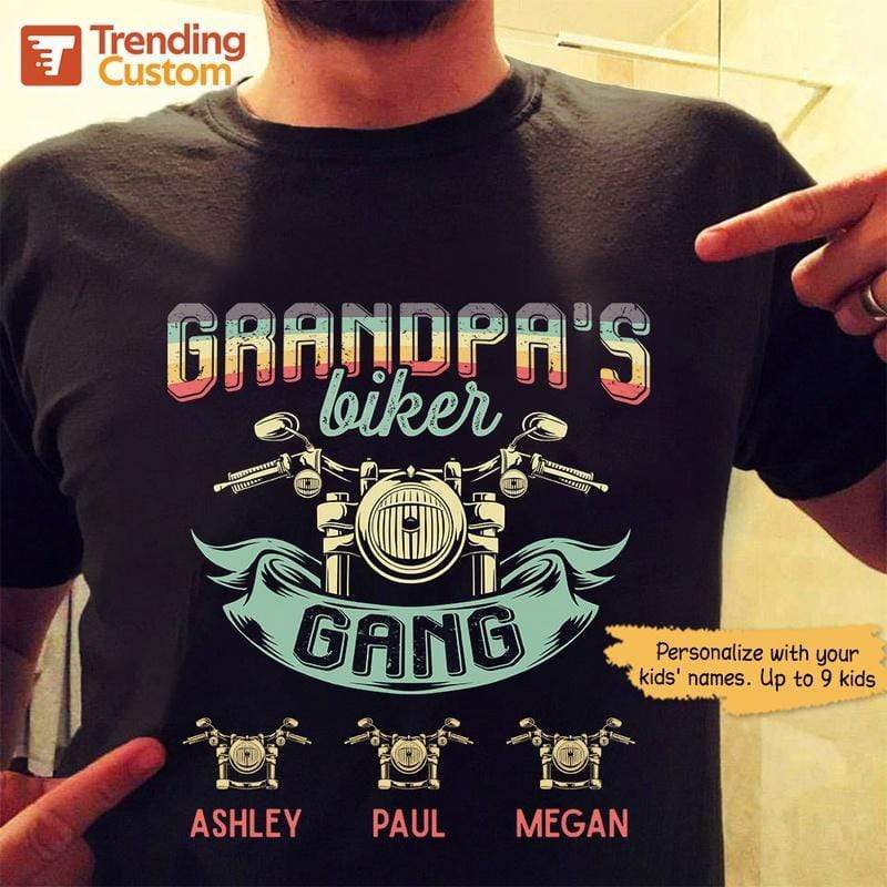 T-shirts Grandpa Biker Gang Retro Personalized Shirt Classic Tee / S / Black