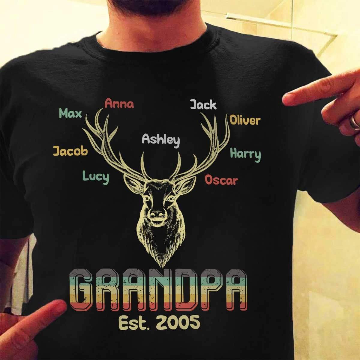 T-shirts Grandpa Deer Hunter Retro Personalized Shirt