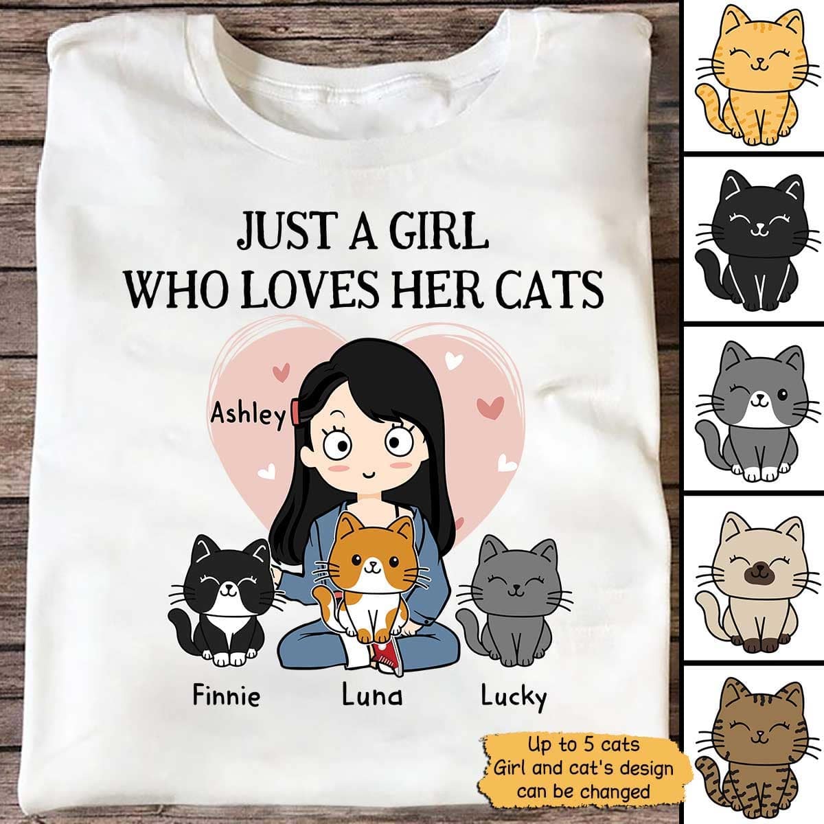T-shirts Just A Girl Who Loves Her Cat Personalized White Shirt