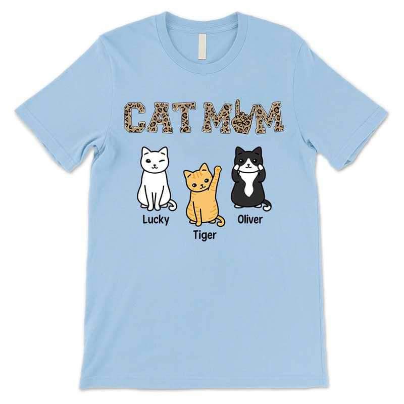 T-shirts Leopard Pattern Cat Mom Personalized Shirt