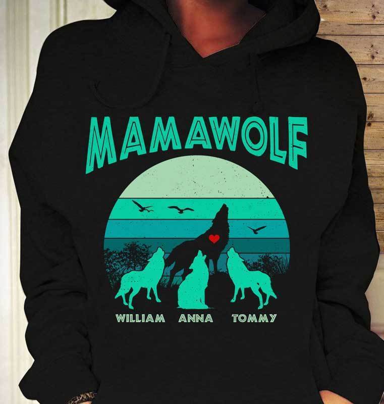T-shirts Mama Wolf Personalized Shirt Classic Tee / S / Black