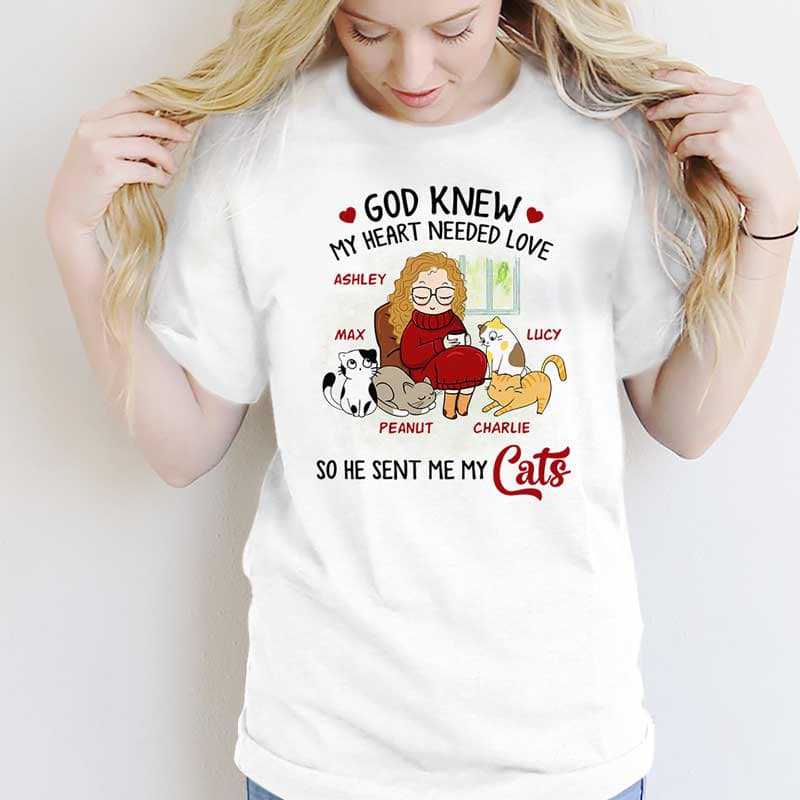 T-shirts My Heart Needed Love Chibi Girl Cats Personalized Shirt