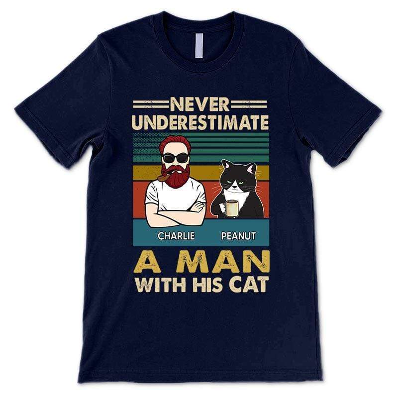 T-shirts Never Underestimate A Man With His Cat Personalized Shirt