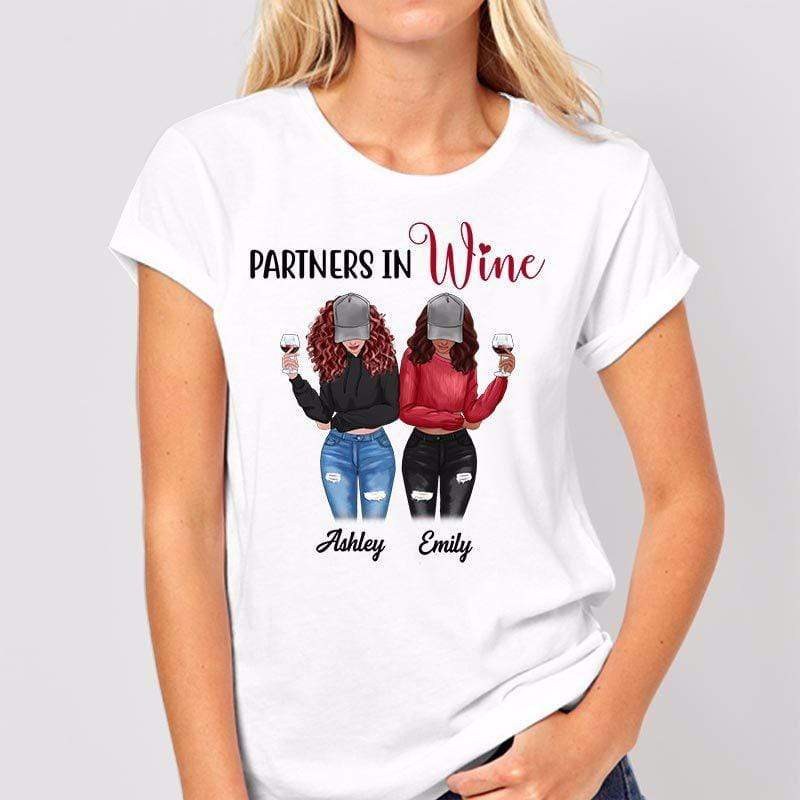 T-shirts Partners In Wine Besties Front View Personalized Shirt