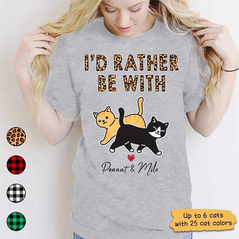 T-shirts Rather Be With Cats Pattern Personalized Shirt