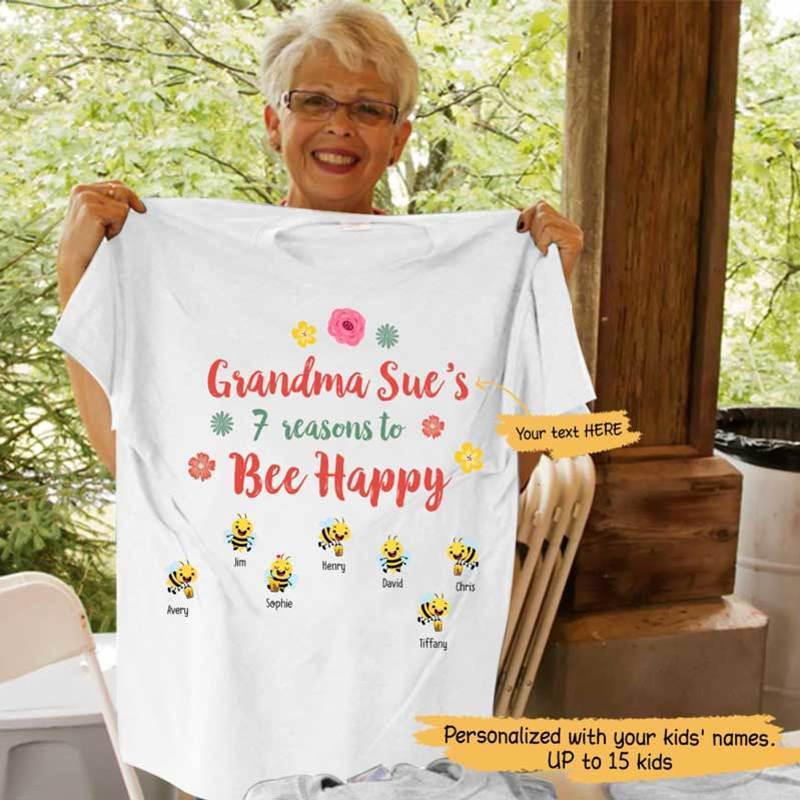 T-shirts Reasons To Bee Happy Mother's Day Personalized Shirt Classic Tee / S / White