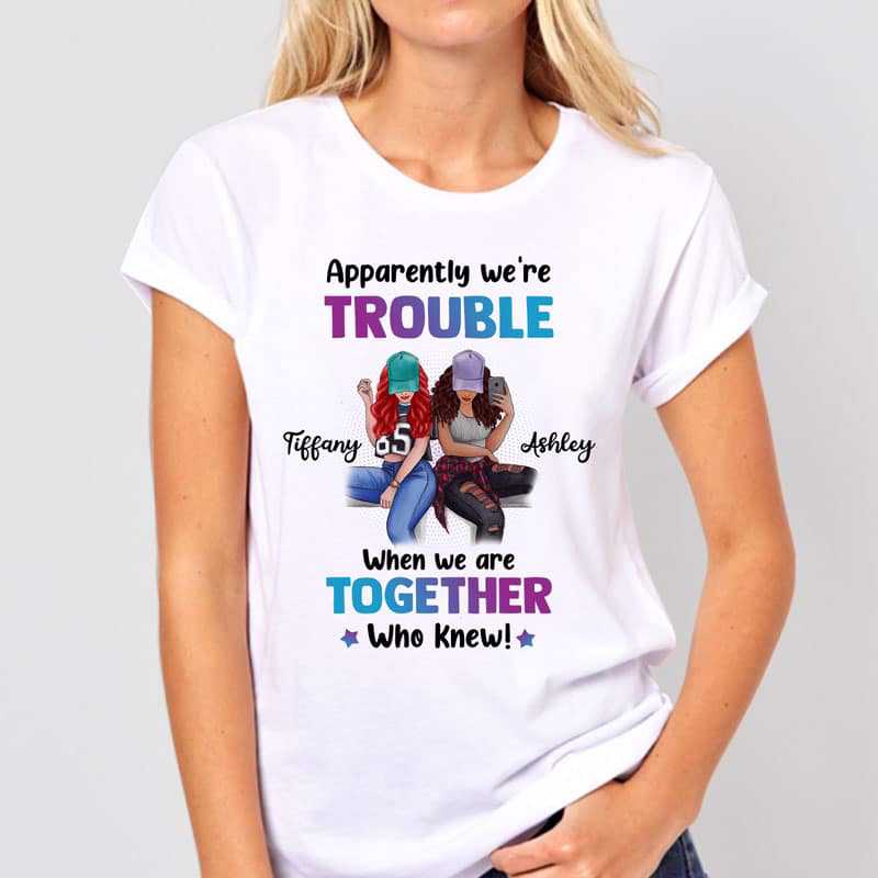 T-shirts Selfie Besties Trouble Together Personalized Shirt