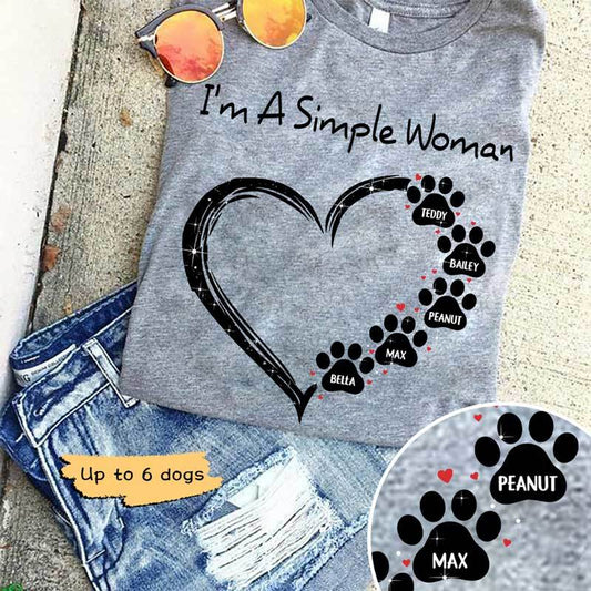 T-shirts Simple Woman Dog Paw Personalized Dog Mom Shirt Classic Tee / S / Ash