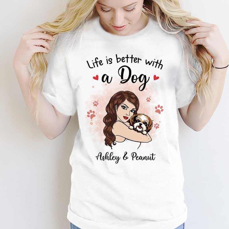 T-shirts Strong Woman Dog Mom Personalized Shirt
