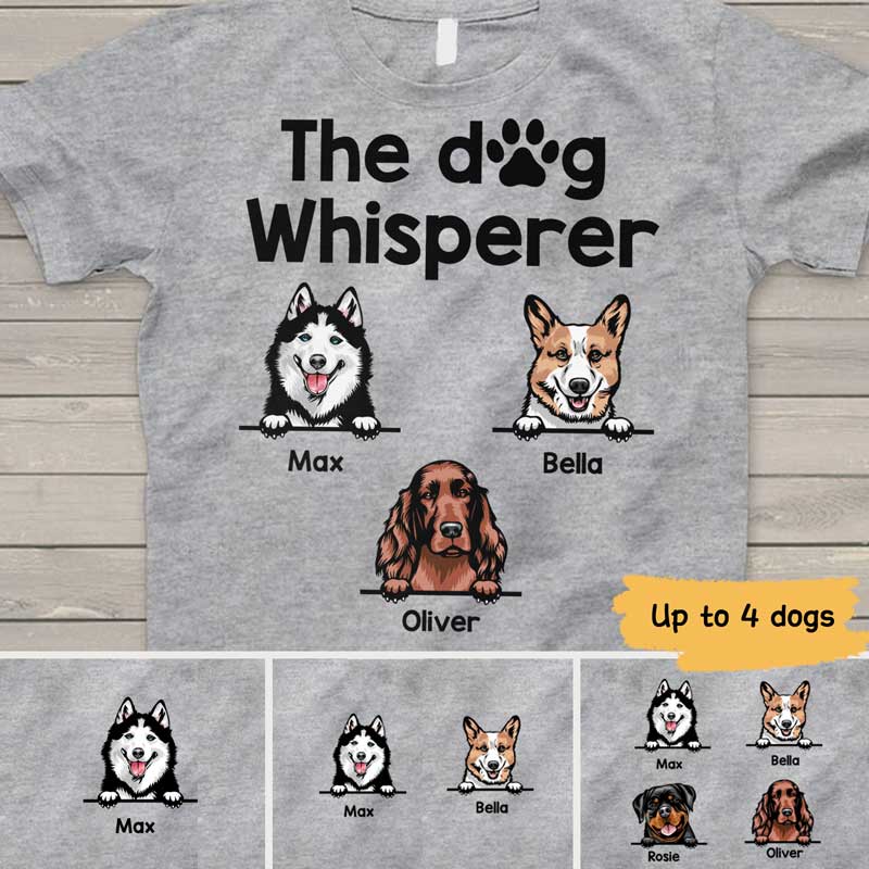 T-shirts The Dog Whisperer Peeking Dog Personalized Dog Shirt Classic Tee / S / Ash