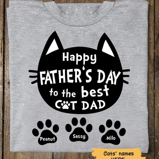 T-shirts To The Best Cat Dad Cat Face Personalized Cat Dad Shirt Classic Tee / S / Ash