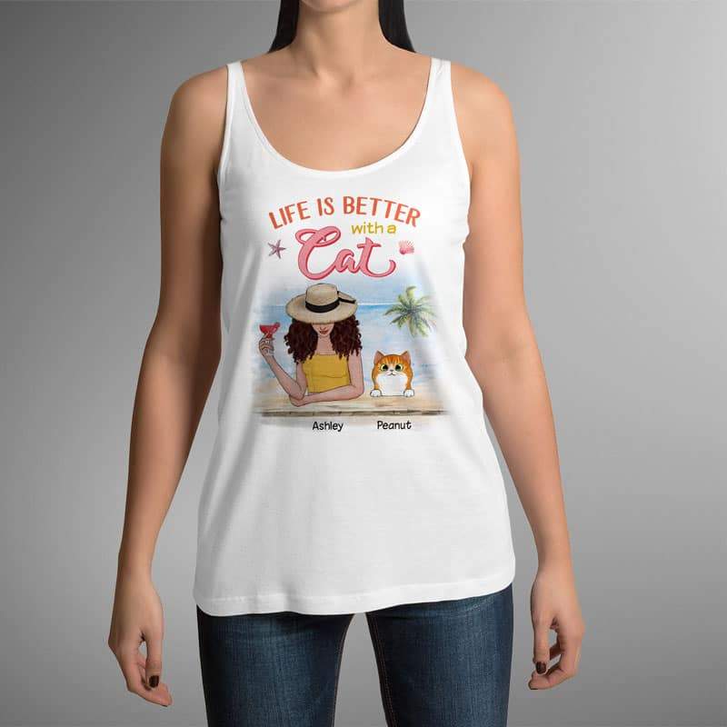 Tank top Summer Woman Life Is Better With A Cat Personalized Shirt