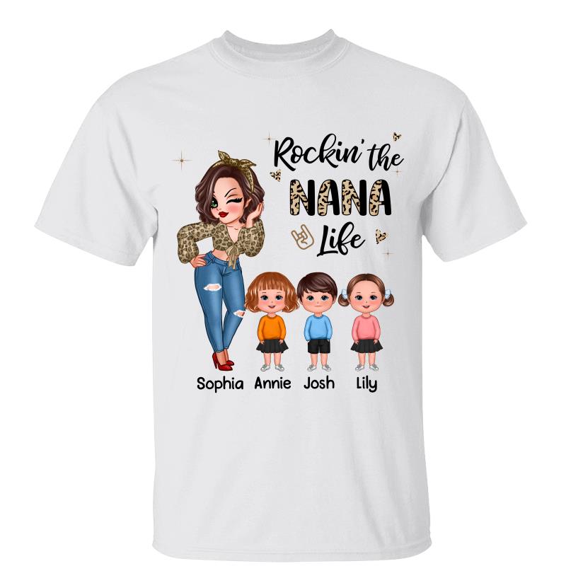 Leopard Rockin‘ Grandma Life Sassy Woman & Kids Personalized Shirt