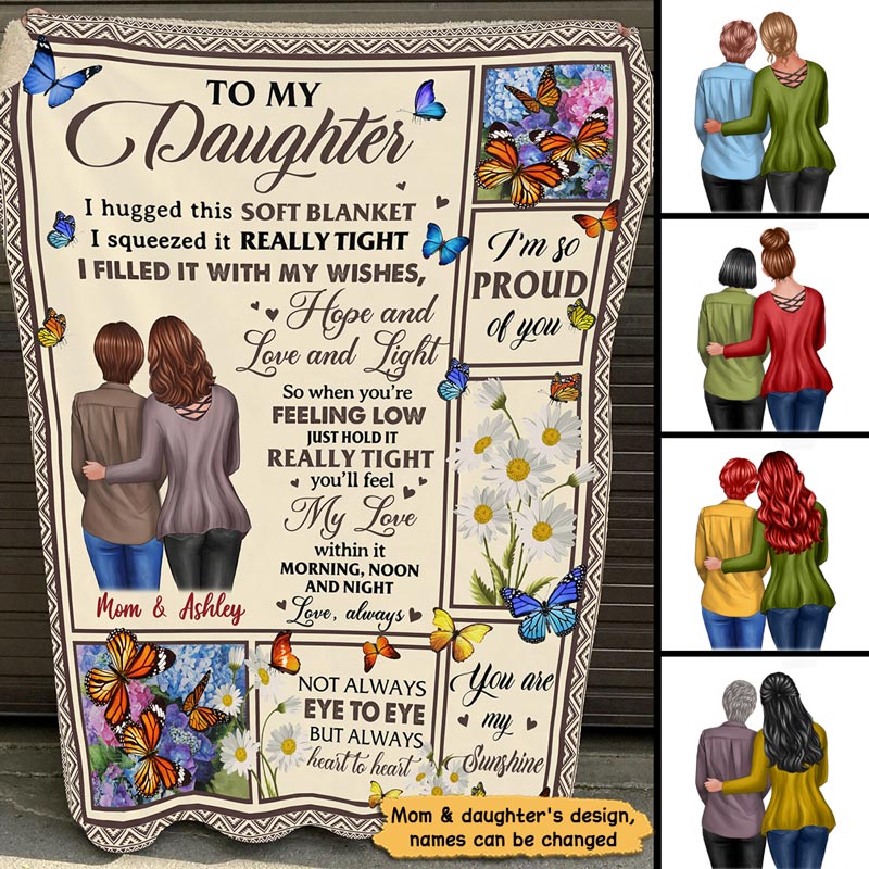 To My Daughter Butterflies Personalized Fleece Blanket