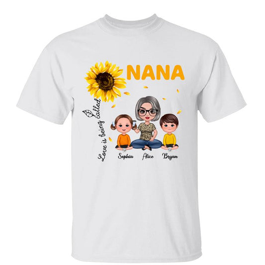 Sunflower Doll Grandma And Grandkids Sitting Personalized Shirt