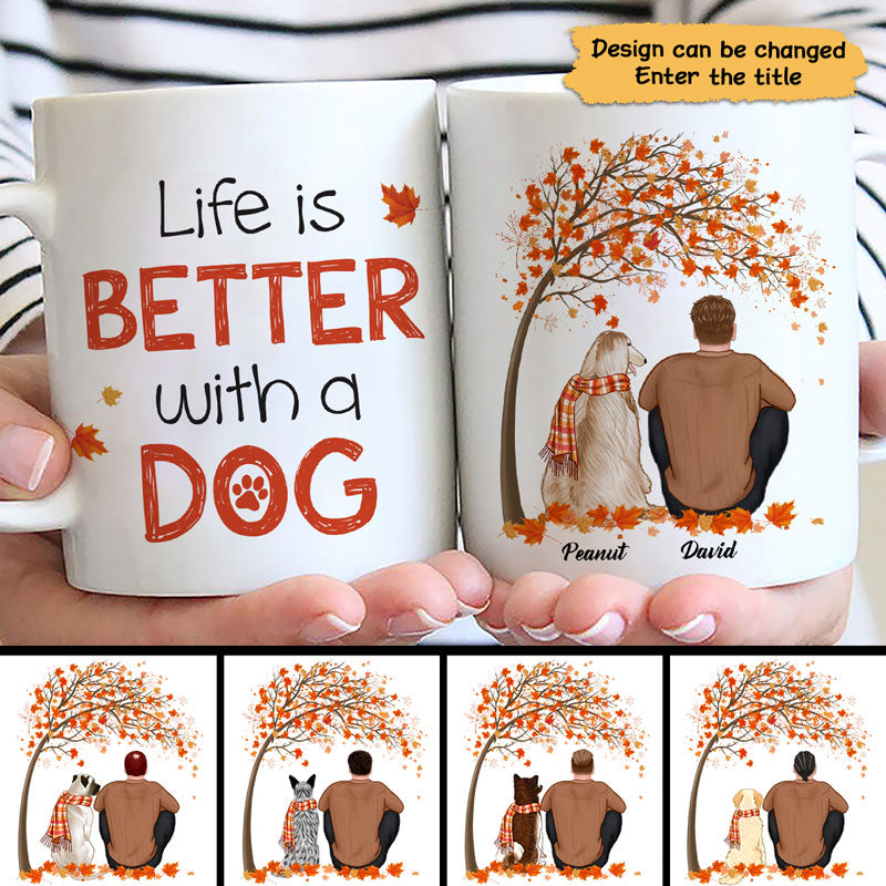 Fall Season Dog Dad Life Is Better With Dogs Personalized AOP Mug