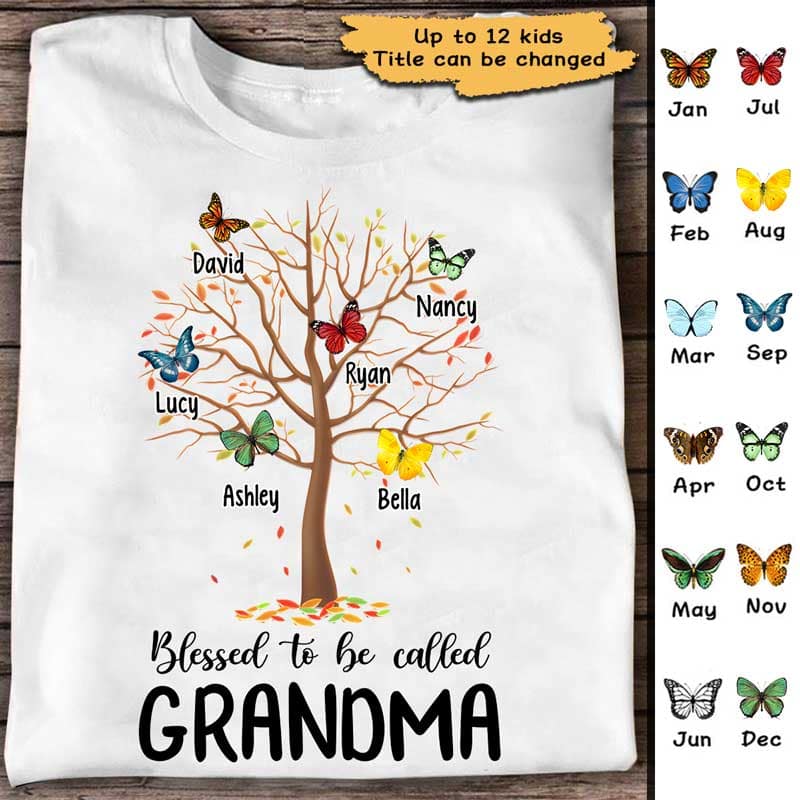 Grandma Butterfly Tree Personalized Shirt