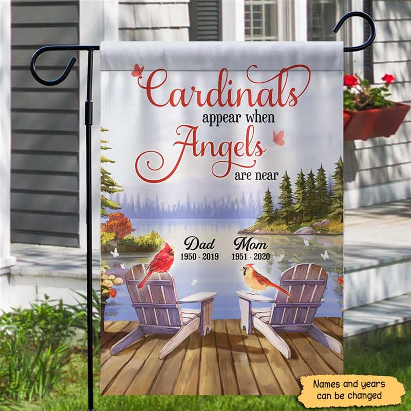 Beautiful Cardinals Appear Angels Are Near Memorial Personalized Garden Flag