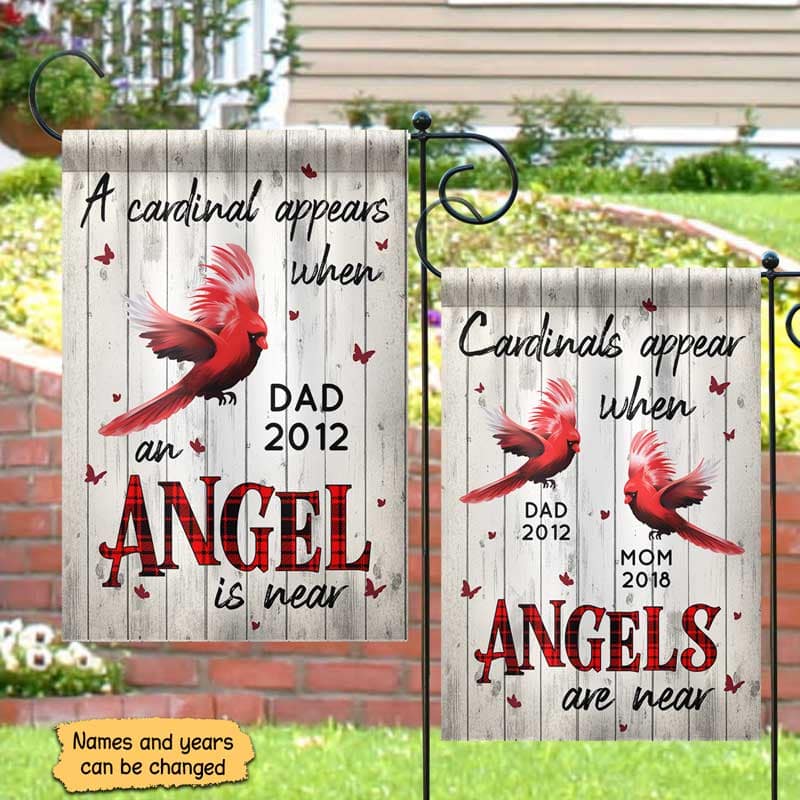 Angels Among Us Cardinals Memorial Personalized Garden Flag
