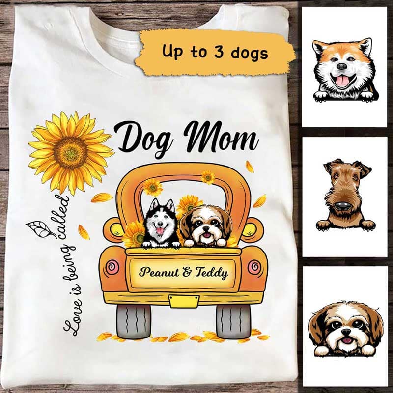 Sunflower Truck Dog Mom Personalized Shirt