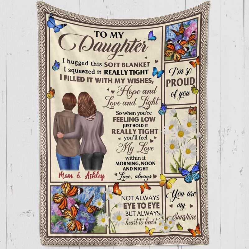 To My Daughter Butterflies Personalized Fleece Blanket
