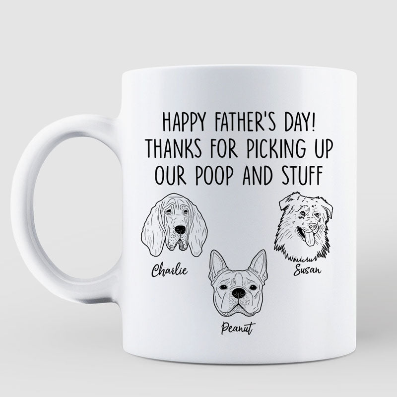 Simple Dog Head Outline Happy Father‘s Day Dog Dad Gift Personalized Mug