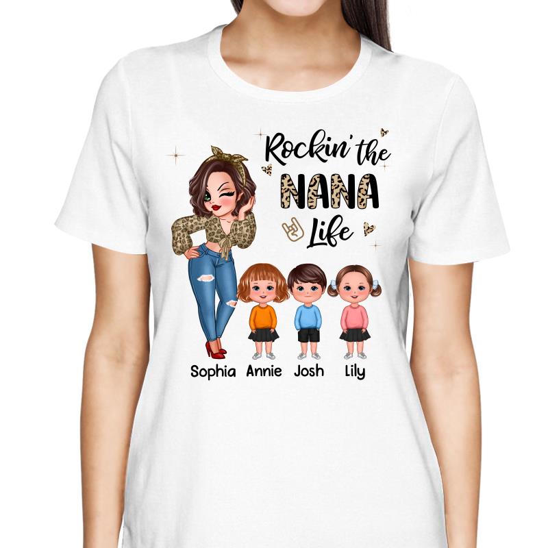 Leopard Rockin‘ Grandma Life Sassy Woman & Kids Personalized Shirt