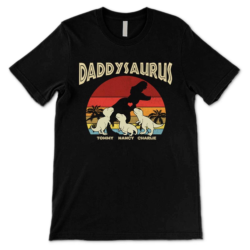 Daddysaurus Grandpasaurus Retro Summer Personalized Shirt