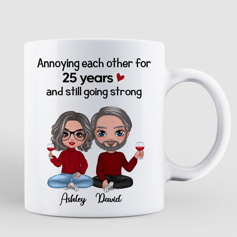 Doll Couple Sitting Annoying Each Other Gift Personalized Mug