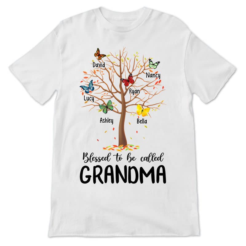 Grandma Butterfly Tree Personalized Shirt