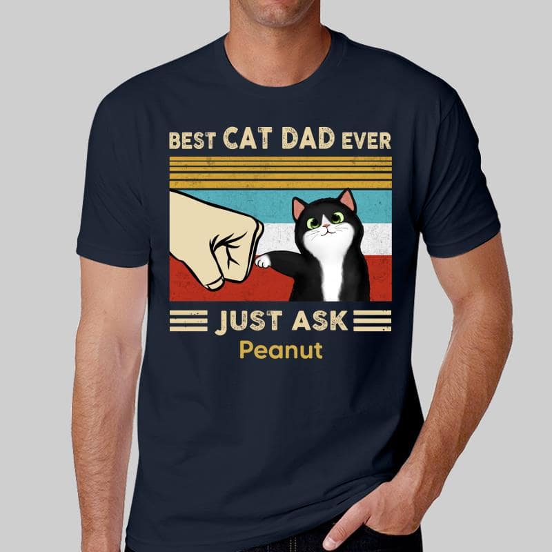 Best Cat Dad Fluffy Cat Personalized Shirt
