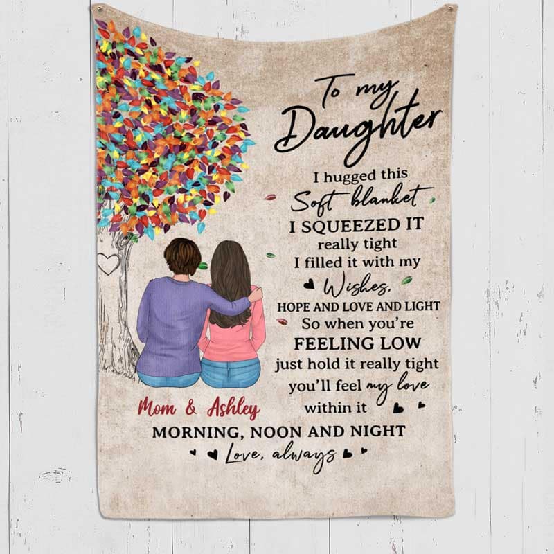 To My Daughter Colorful Tree Personalized Fleece Blanket
