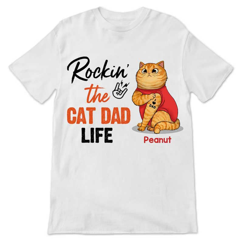 Rockin Cat Dad Life Tattoo Cats Personalized Shirt