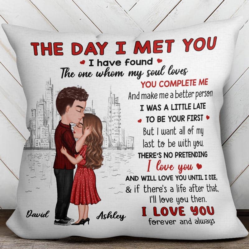 Doll Couple Kissing Gift For Him For Her Personalized Pillow (Insert Included)