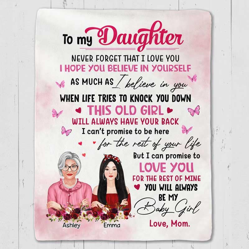 To My Daughter Front View Personalized Fleece Blanket