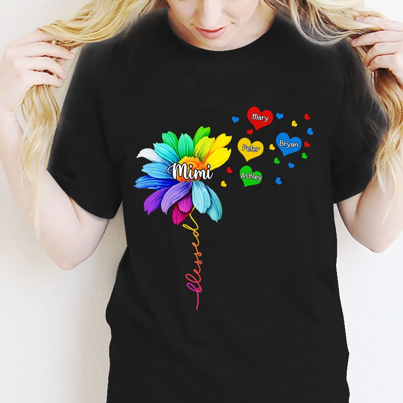 Grandma Dandelion Colorful Flower Personalized Shirt (1-8)
