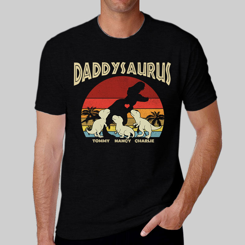 Daddysaurus Grandpasaurus Retro Summer Personalized Shirt