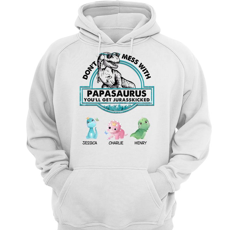 Don‘t Mess With Papasaurus Daddysaurus Cute Dinosaur Personalized Shirt