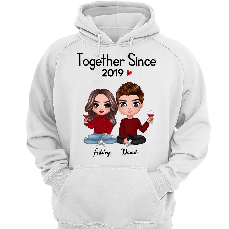 Doll Couple Sitting Gift For Him For Her Personalized Hoodie Sweatshirt