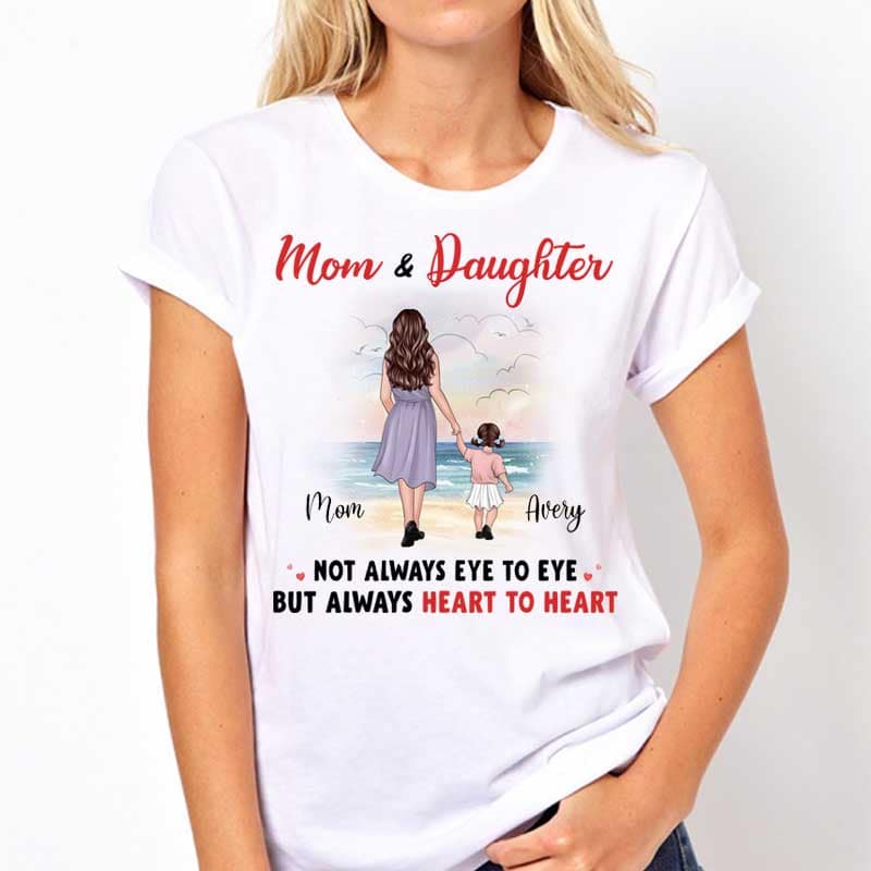 Mom & Daughter Son Always Heart To Heart Personalized Shirt