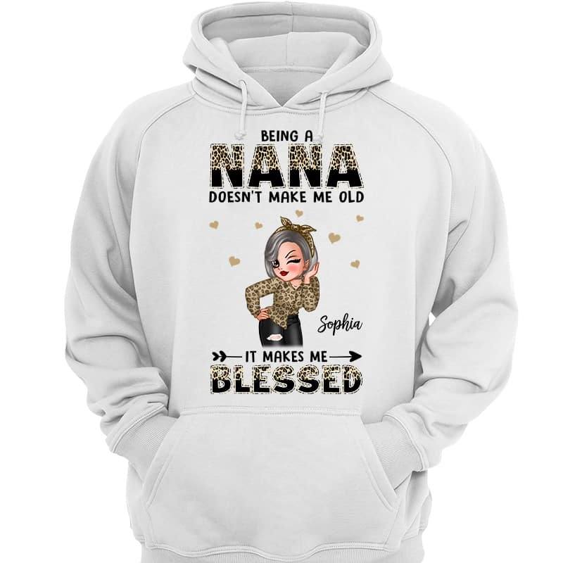 Blessed Nana Grandma Leopard Personalized Hoodie Sweatshirt