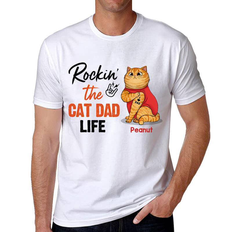 Rockin Cat Dad Life Tattoo Cats Personalized Shirt