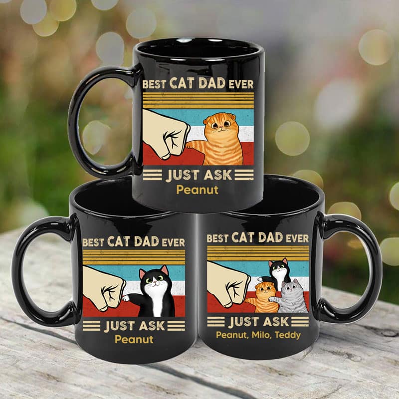 Best Cat Dad Fluffy Cat Personalized Mug