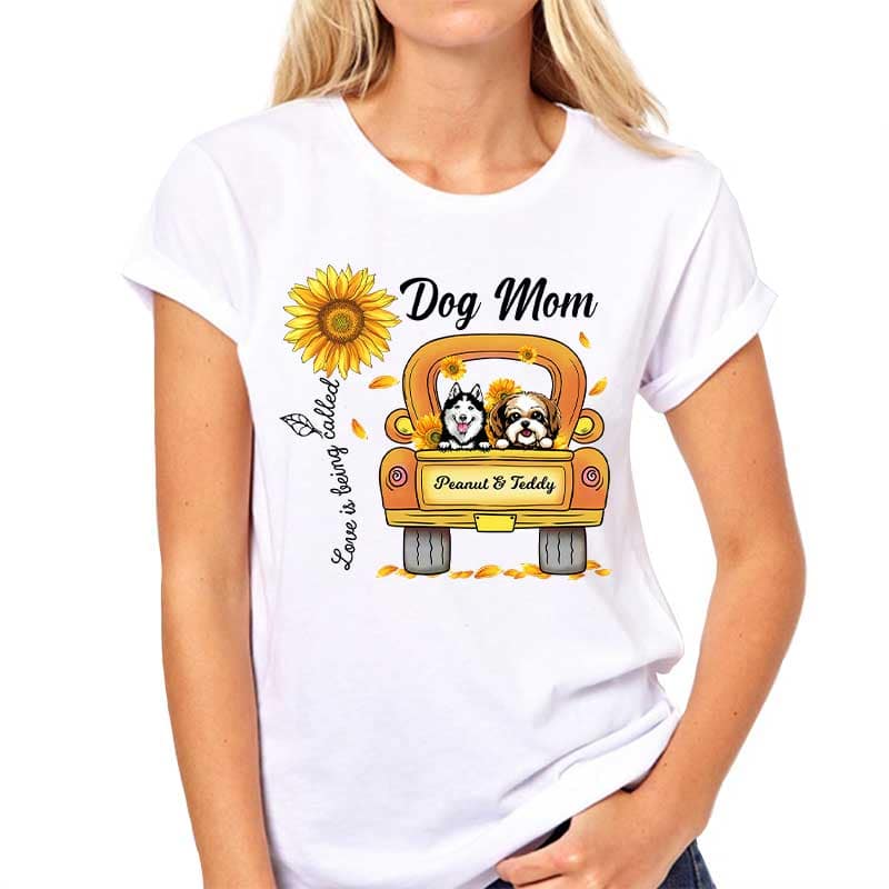 Sunflower Truck Dog Mom Personalized Shirt