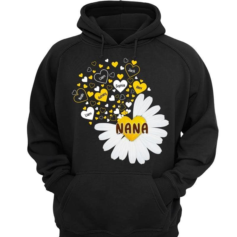 White Daisy Flying Grandma Personalized Hoodie Sweatshirt