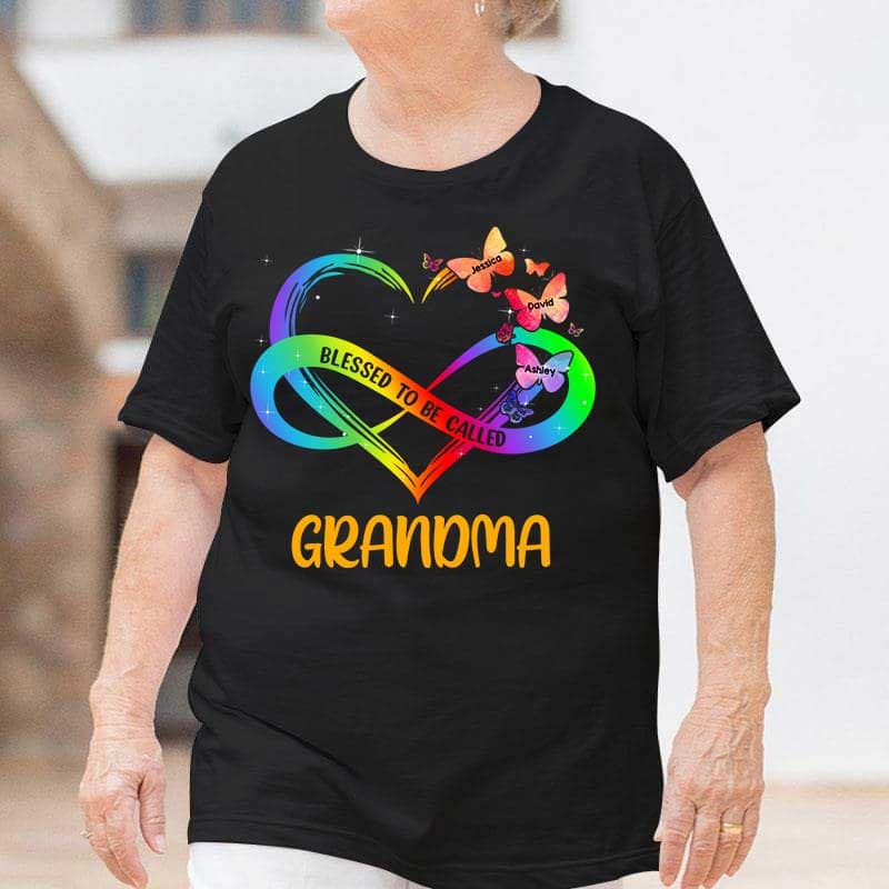 Colorful Mom Grandma Heart Infinity Personalized Shirt