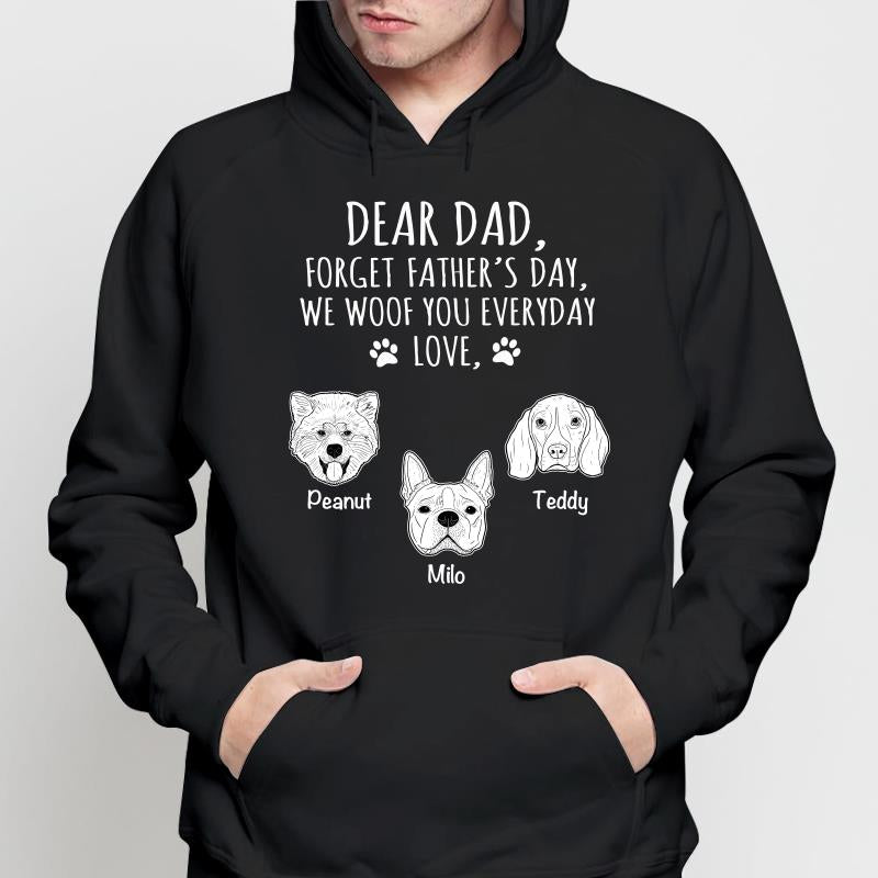 Forget Father‘s Day Simple Dog Head Outline Personalized Hoodie Sweatshirt