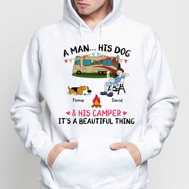 A Camping Man And His Fur Babies Personalized Shirt