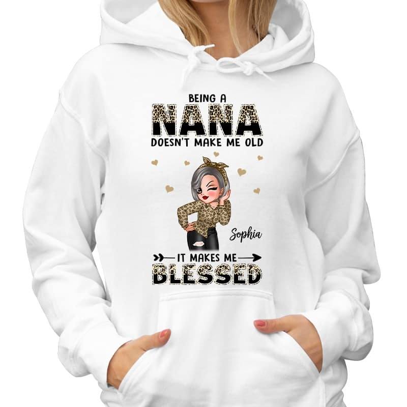 Blessed Nana Grandma Leopard Personalized Hoodie Sweatshirt
